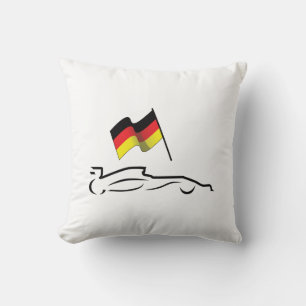 Rennwagen-Linienzeichnung mit deutscher Flagge Kissen