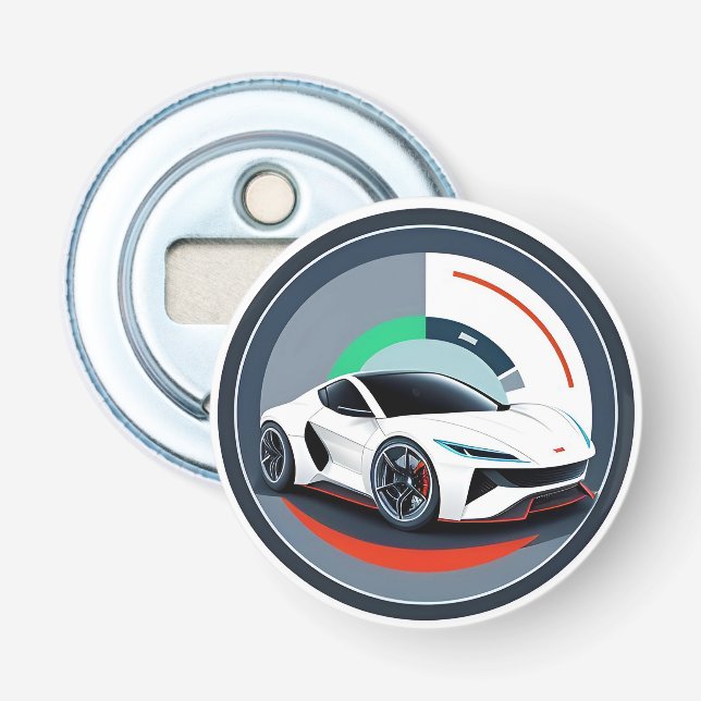 Rennwagen mit dynamischem Design Flaschenöffner (Vorderseite)