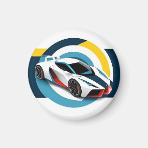 Rennwagen mit dynamischem Design Magnet