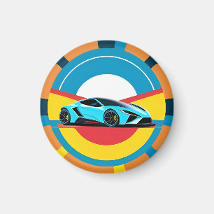 Rennwagen mit dynamischem Design Magnet