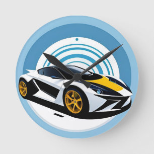 Rennwagen mit dynamischem Design Runde Wanduhr