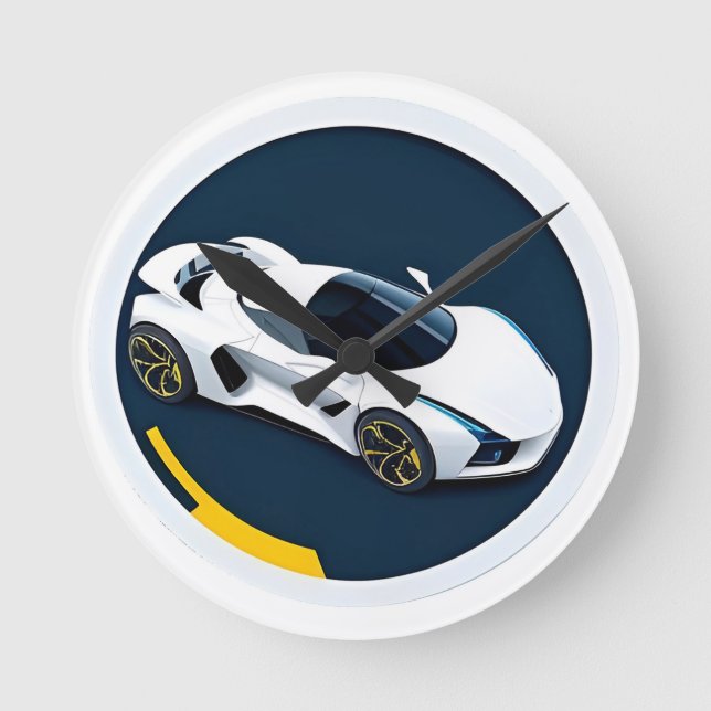 Rennwagen mit dynamischem Design Runde Wanduhr (Vorderseite)
