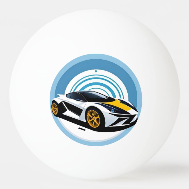 Rennwagen mit dynamischem Design Tischtennisball (Vorderseite)