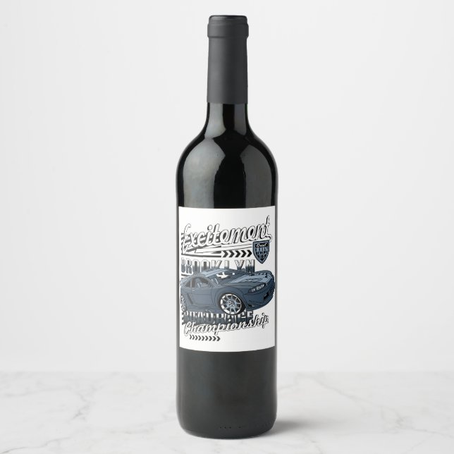 Rennwagen _ Motor Weinetikett (Vorderseite)