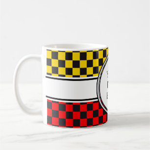 Rennwagen-Muster + Ihr Hintergrund u. Text Kaffeetasse