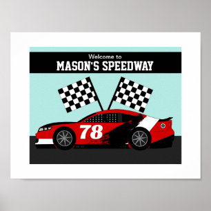 Rennwagen Name und Nummer Wand Poster