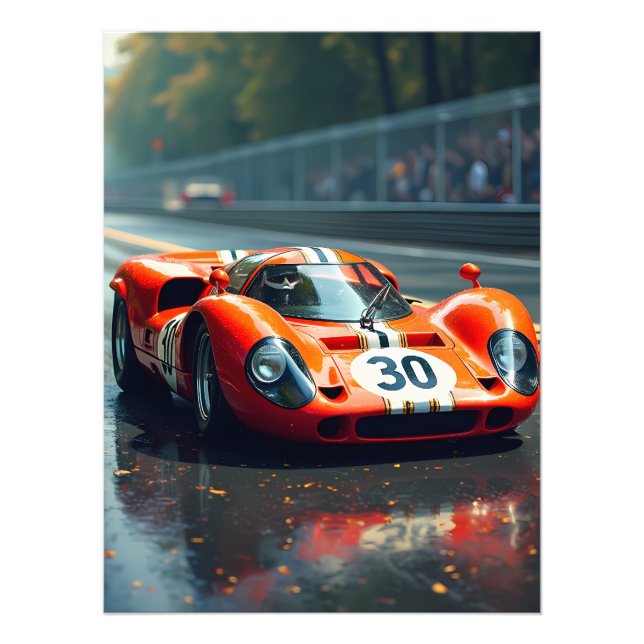 Rennwagen Nr. 69 in schönen Farben Fotodruck (Vorne)