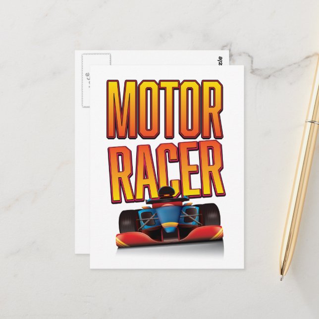 Rennwagen Postkarte (Vorderseite/Rückseite Beispiel)
