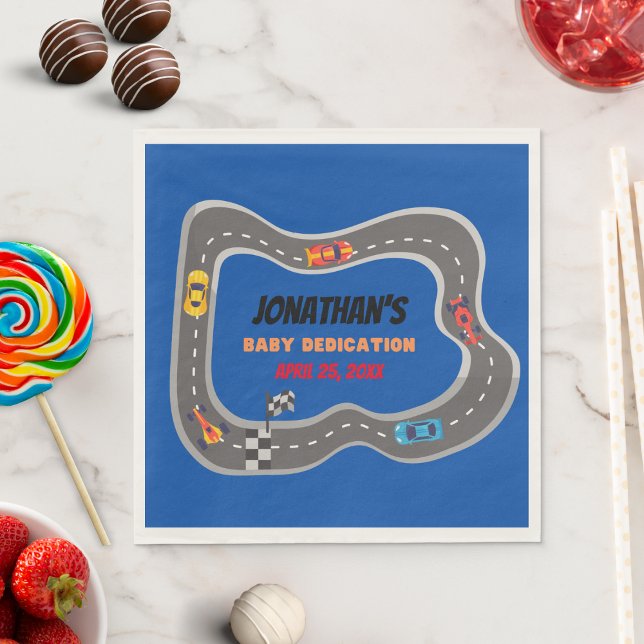 Rennwagen Racetrack Baby Boy Dedication Serviette (Von Creator hochgeladen)