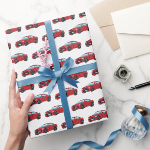 Rennwagen Rennen Retro Roter Geburtstag Kinder Geschenkpapier