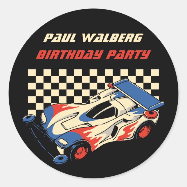 Rennwagen Runder Aufkleber (Vorderseite)