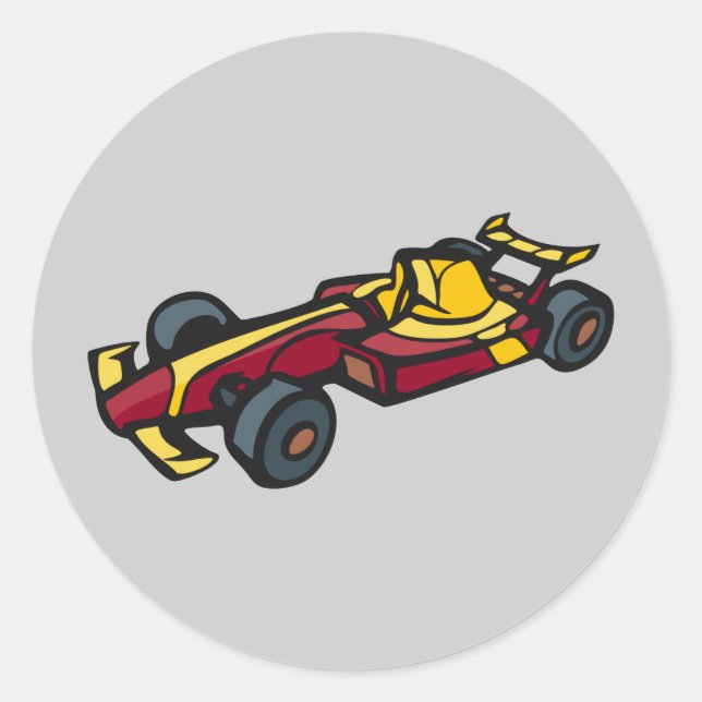 Rennwagen Runder Aufkleber (Vorderseite)