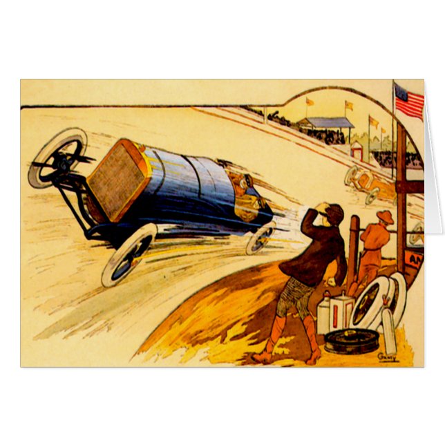 Rennwagen ~ Vintages Motorradposter (Vorderseite (Horizontal))