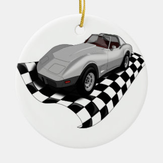 Rennwagen-Weihnachtsverzierung Keramikornament