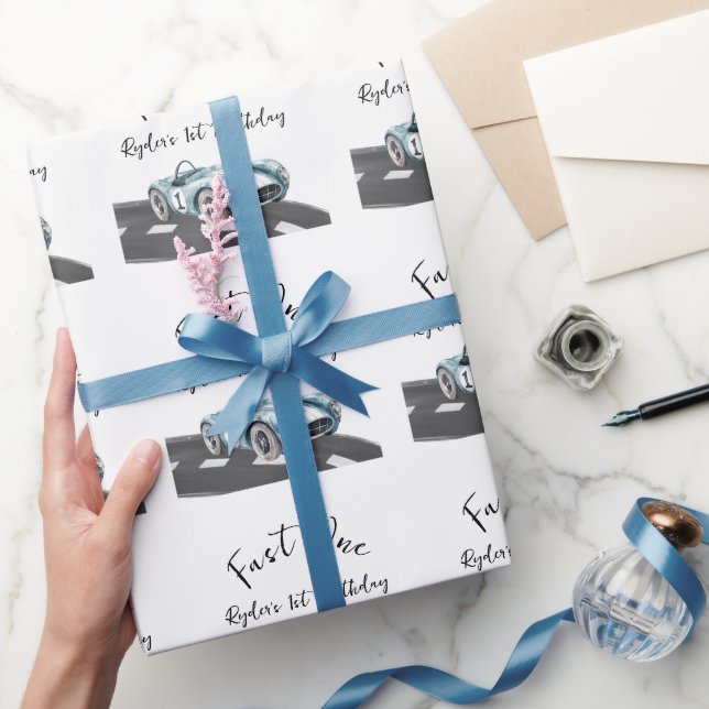 Rennwagen zum ersten Geburtstag Geschenkpapier (Schenken)