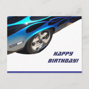 Rennwagen zum Geburtstag Postkarte