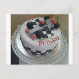 Rennwagen zum Geburtstag Postkarte
