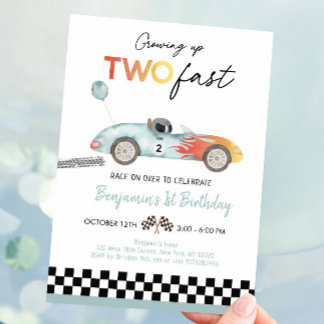 Rennwagen zum zweiten Geburtstag Einladung