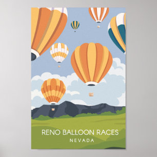 Reno Balloon Race Nevada Travel Place Illustration Poster