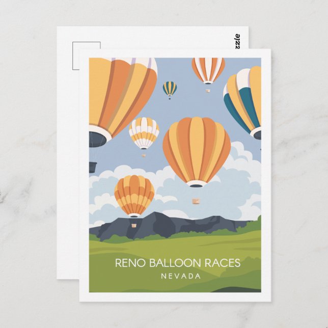 Reno Balloon Race Nevada Travel Place Illustration Postkarte (Vorne/Hinten)