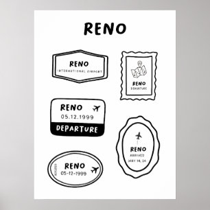 Reno - Briefmarke für Reisen Vintages Design Poster
