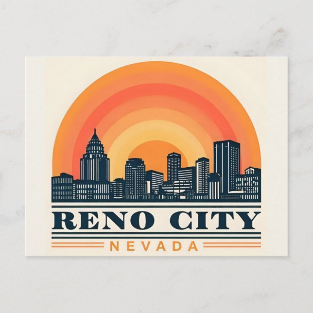Reno City Nevada Skyline Postkarte (Vorderseite)