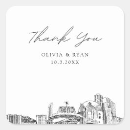 Reno Gastgeschenk Hochzeit Vielen Dank Quadratischer Aufkleber