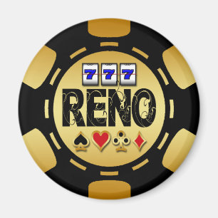 RENO-GOLD UND SCHWARZER POKER-CHIP MAGNET
