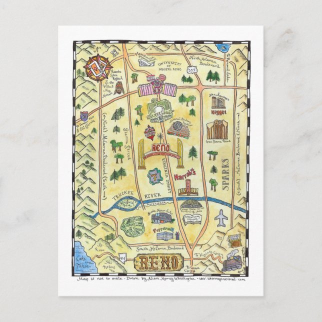 Reno Map Postkarte (Vorderseite)