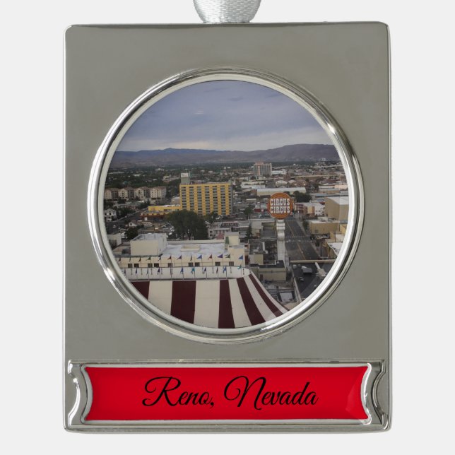 Reno Nevada Banner-Ornament Silber (Vorderseite)