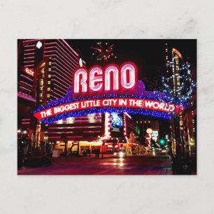 Reno, Nevada bei Nacht Postkarte