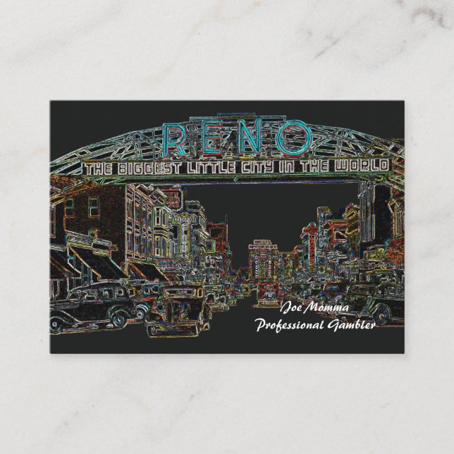 Reno Nevada Beruflich Gambler oder irgendein Beruf Telefonnummerkarte (Vorderseite)