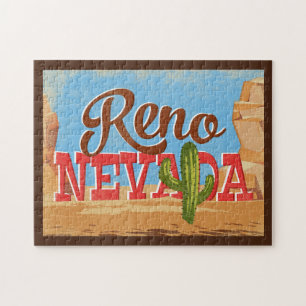 Reno Nevada Cartoon Desert Vintage Travel Puzzle