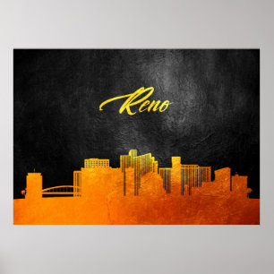 Reno Nevada Gold Skyline Poster