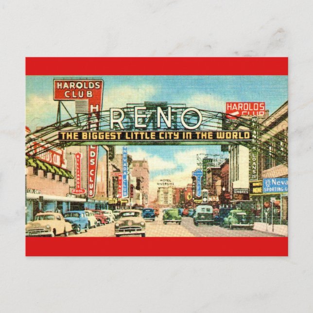 Reno Nevada Retro Postkarte (Vorderseite)