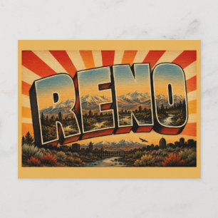 Reno Nevada Truckee Fluss Sierra Berge Kunst Postkarte