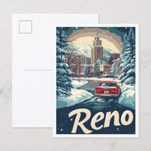 Reno Nevada USA Kunst Vintage Reiseillustration Postkarte