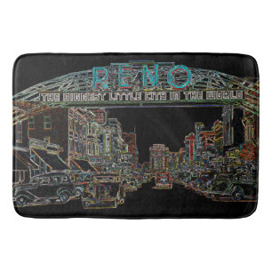 RENO NEVADA VINTAGE FARBENFARBENE WATERCOLOR KUNST BADEMATTE