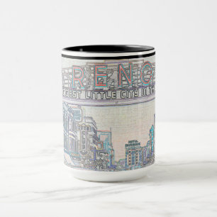 RENO NEVADA VINTAGE FARBENFARBKUNST TASSE