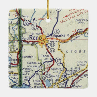Reno Nevada Vintage Karte Keramikornament