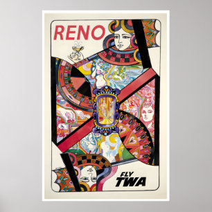 Reno Reiseplakat Nevada Casino Kunst Vintage Druck Poster