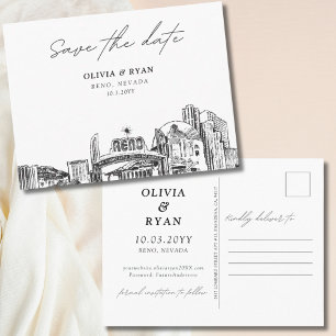 Reno Save the Date Postcard Elegante Hochzeit Postkarte