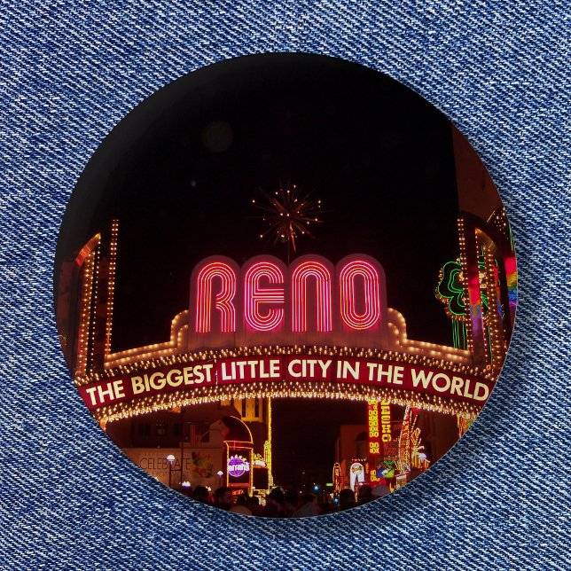 Reno-Schild Button (The Biggest Little City in the World Arch Reno Sign Button)