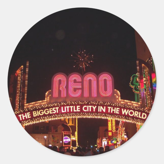 Reno-Schild Runder Aufkleber (Vorderseite)