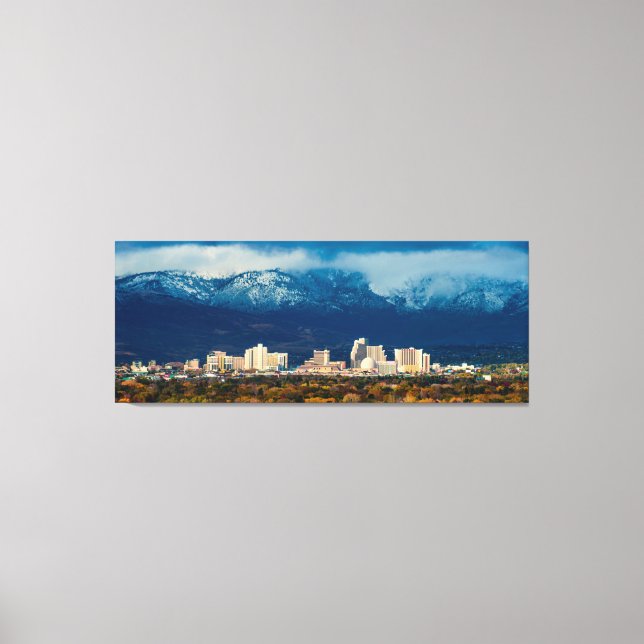 Reno Skyline Fall und Snow Pano auf Leinwand (Vorderseite)