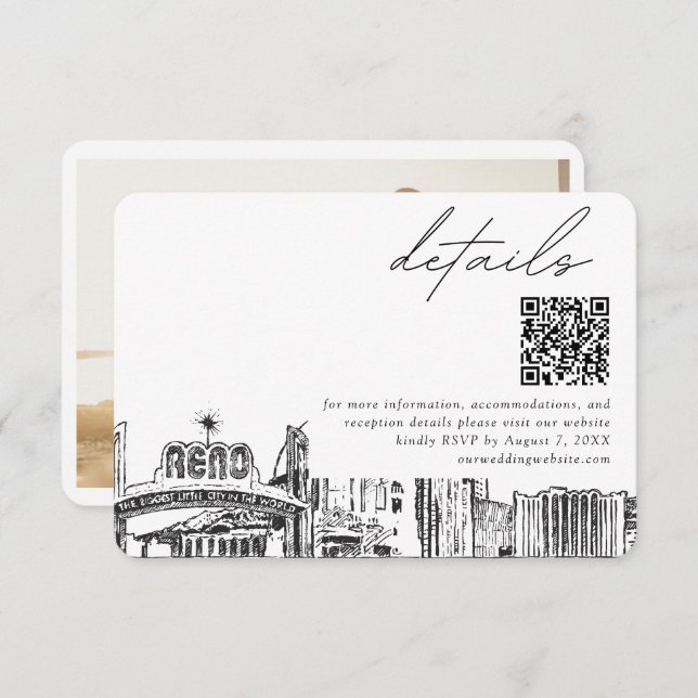 Reno Skyline Small Wedding Details QR Code UAWG Begleitkarte (Vorne/Hinten)