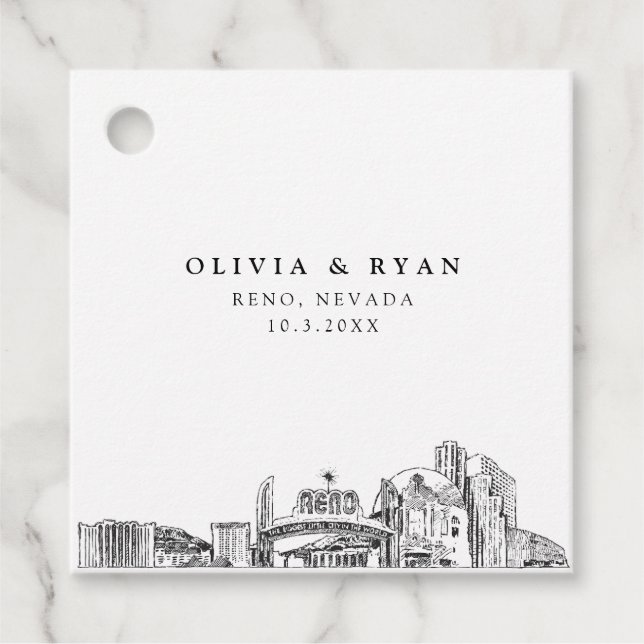 Reno Skyline Wedding Geschenkanhänger (Vorderseite)