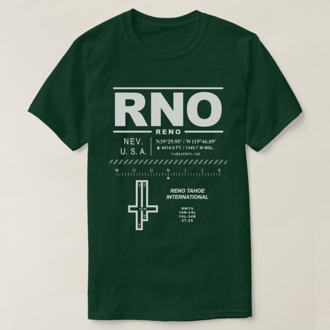 Reno Tahoe Internationaler Flughafen RNO T - Shirt (Design vorne)