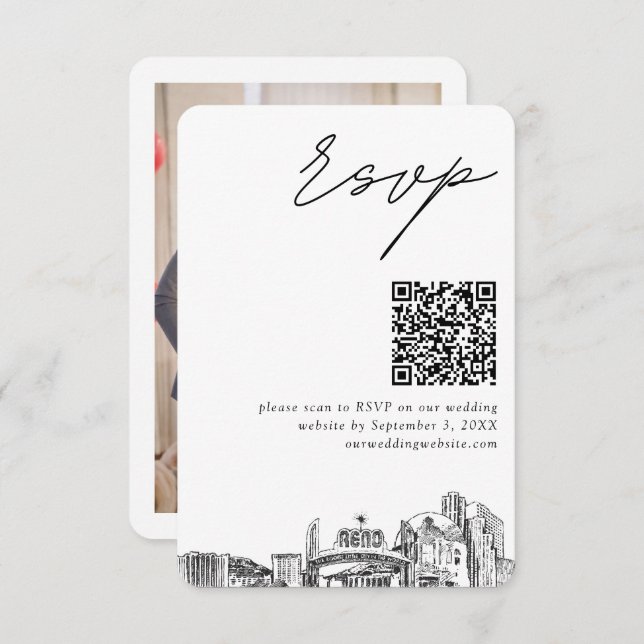 Reno Wedding RSVP QR Code Small Enclosure Card Begleitkarte (Vorne/Hinten)