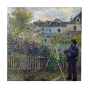 Renoir - Claude Monet beim Malen in seinem Garten Fliese
